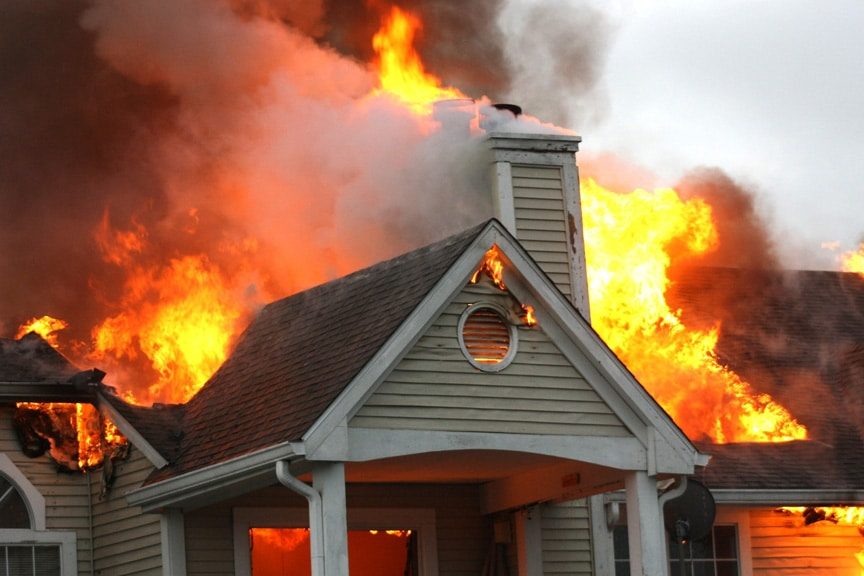 apartment on fire