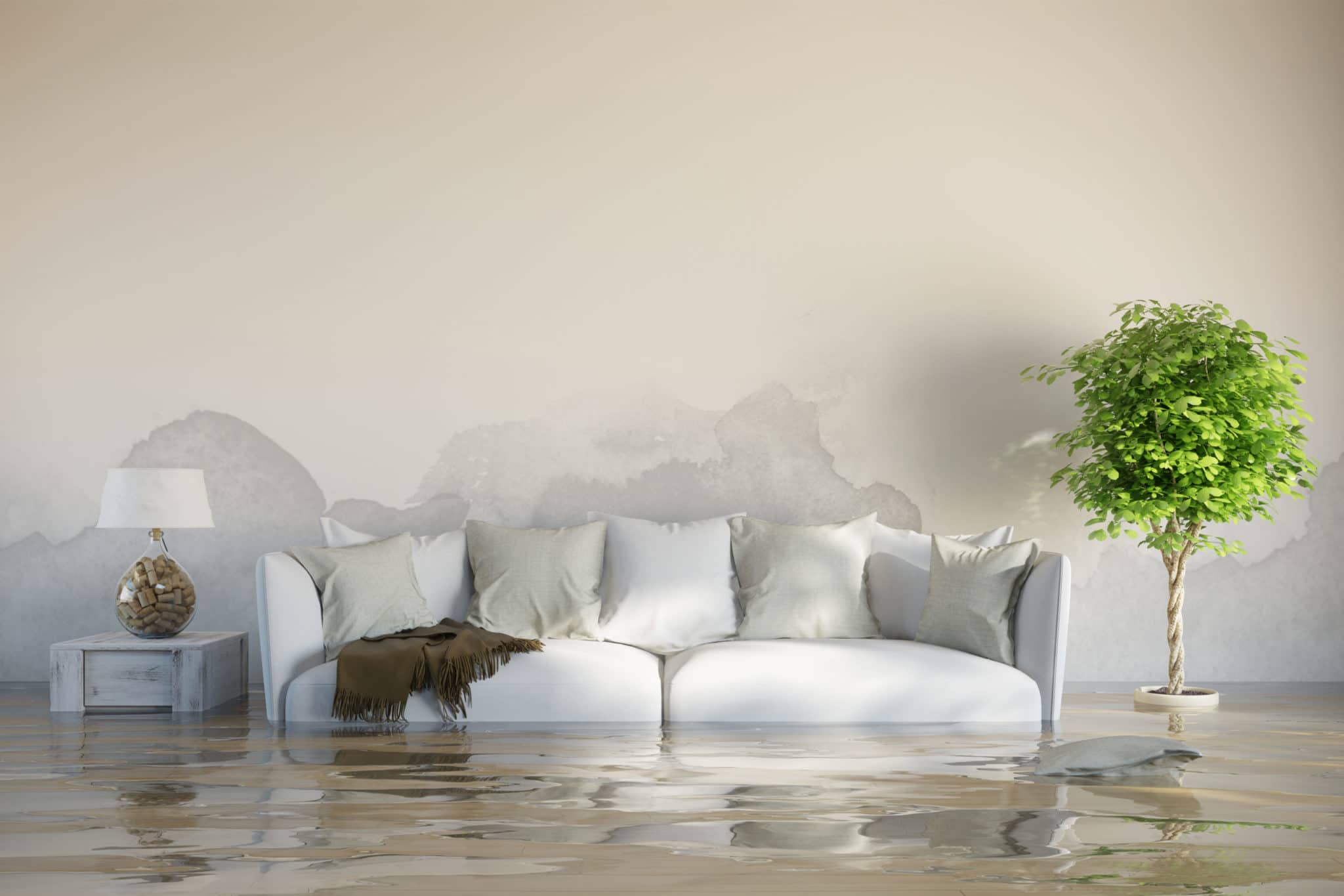 flooded living room