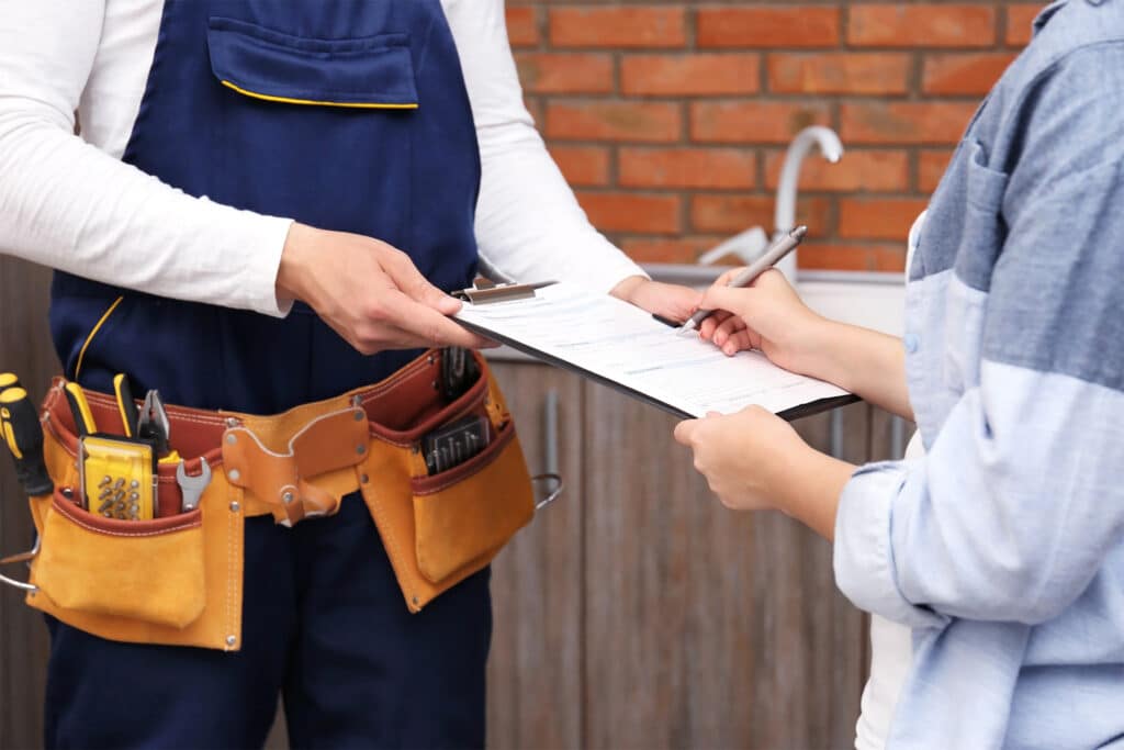 Customer signing paperwork