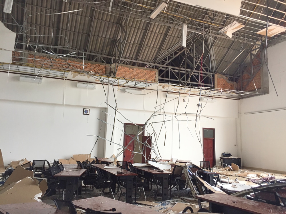 Office building with storm damage