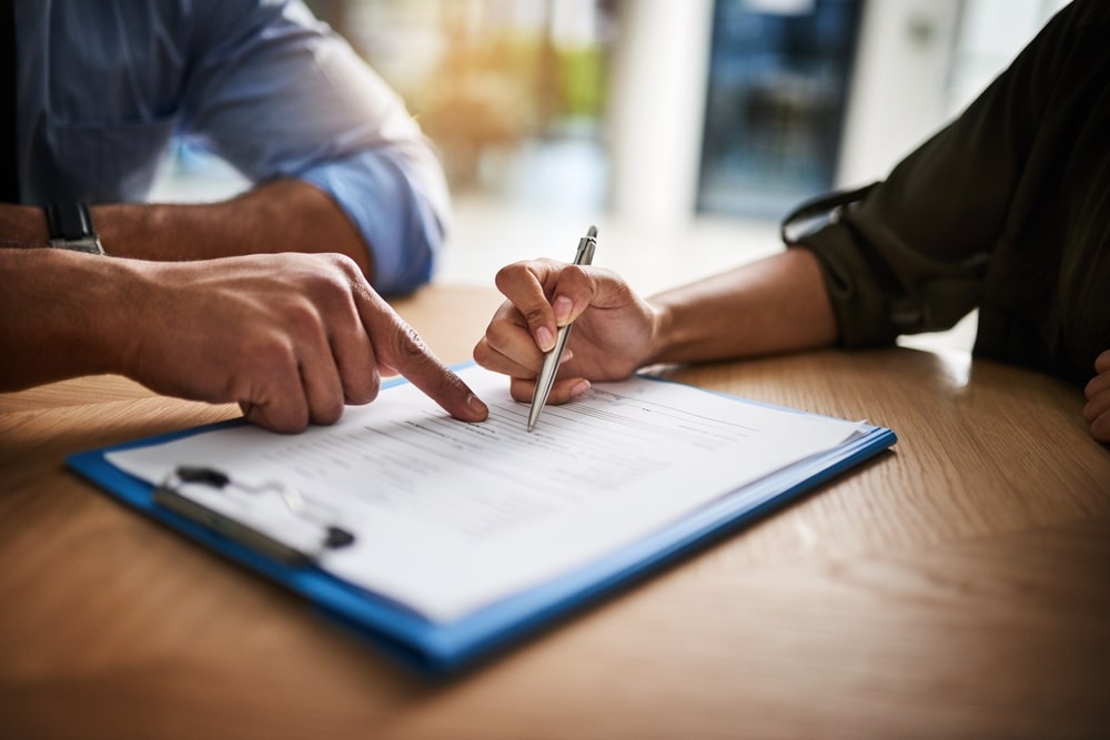 Signing document for commercial restoration