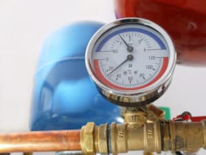 Water heater pressure gage; high pressure
