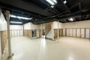 Basement flood cleanup by removing dry wall